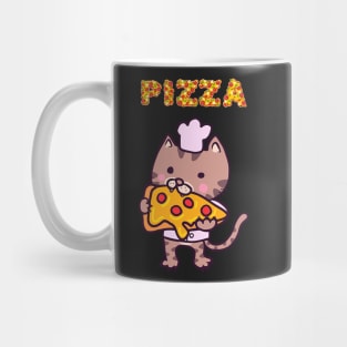 cat eating a pizza Mug